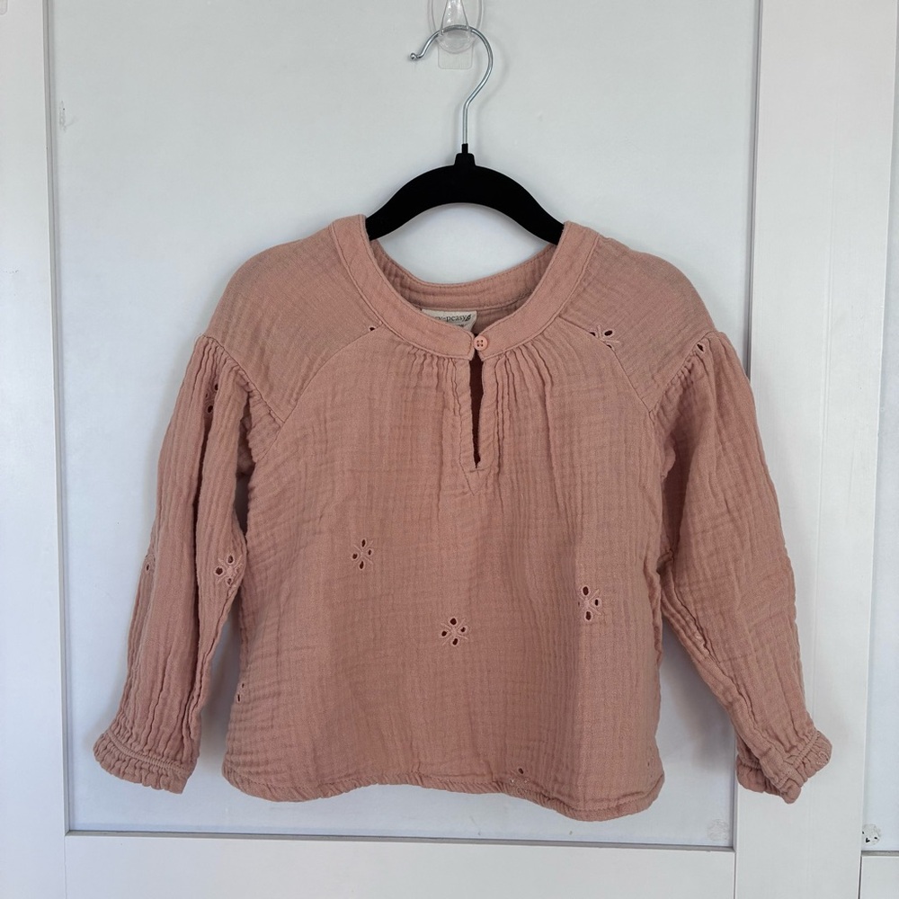 SOLD Easy Peasy Girls Organic Cotton Eyelet Blouse